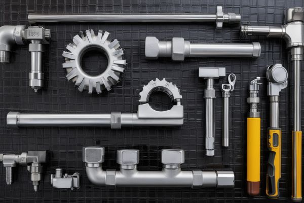 Modern plumbing tools and equipment arranged professionally showing state-of-the-art technology