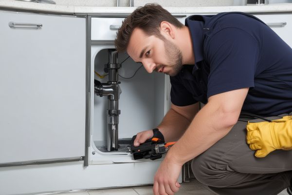 Professional plumber using advanced camera inspection equipment to diagnose pipe problems